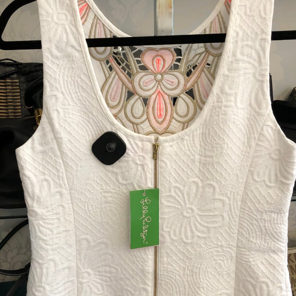 LILLY PULITZER White Floral Pique Logan Dress - Picture 6 of 8